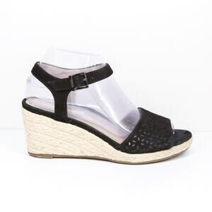 VIONIC Ariel Wedge Sandals Ankle Strap Orthotic Arch Support Suede Black Sz‎ 7